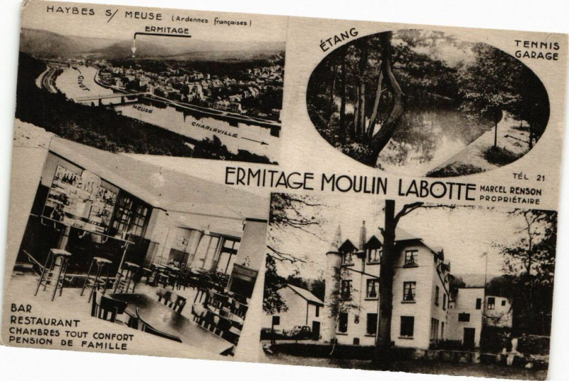 Carte postale ancienne Ermitage Moulin Labotte - Marcel Renson Propriétaire à Aire