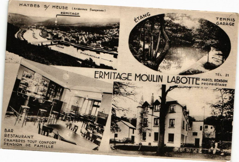 Carte postale ancienne Ermitage Moulin Labotte - Marcel Renson Propriétaire à Aire