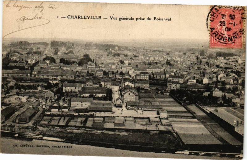 Carte postale ancienne Charleville - Vue générale prise du Boisenval