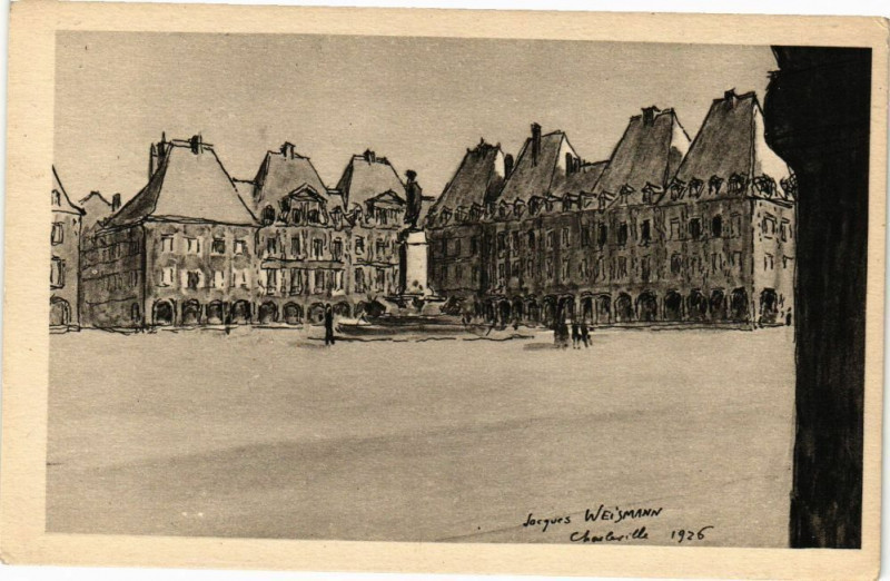 Carte postale ancienne Charleville - La Place Ducato, d'aprés un dessin de J.Weismann