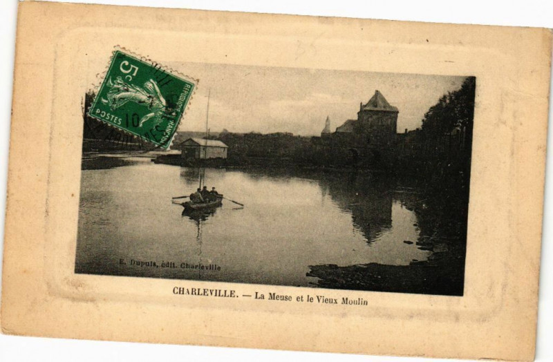 Carte postale ancienne Charleville - La Meuse et le Vieux Moulin