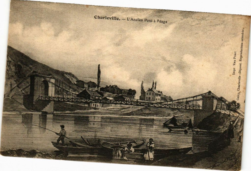 Carte postale ancienne Charleville - L'Ancien Pont a Péage