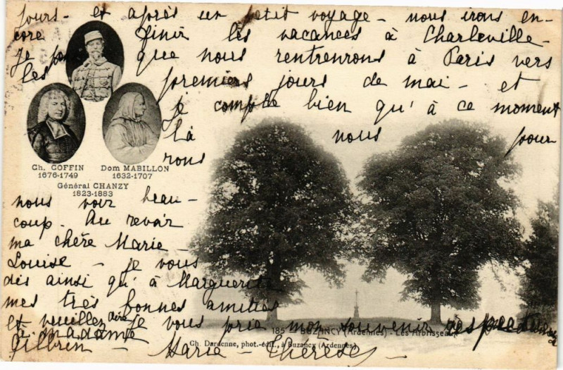 Carte postale ancienne Ch.Coffin 1676-1749 ; Dom Mabillon 1632-1707; Général Chanzy 1823