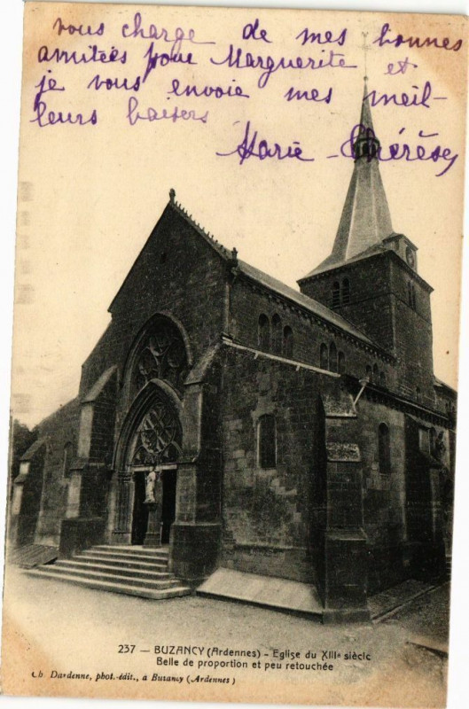Carte postale ancienne Buzancy - Eglise du Xiii siécle Belle de proportion et peu à Buzancy