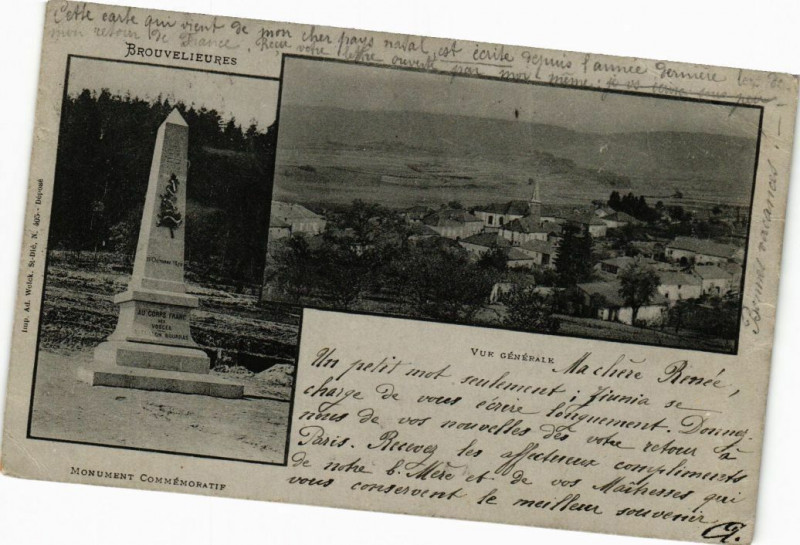 Carte postale ancienne Brouvelieures - Monument Commémoratif - Vue Générale