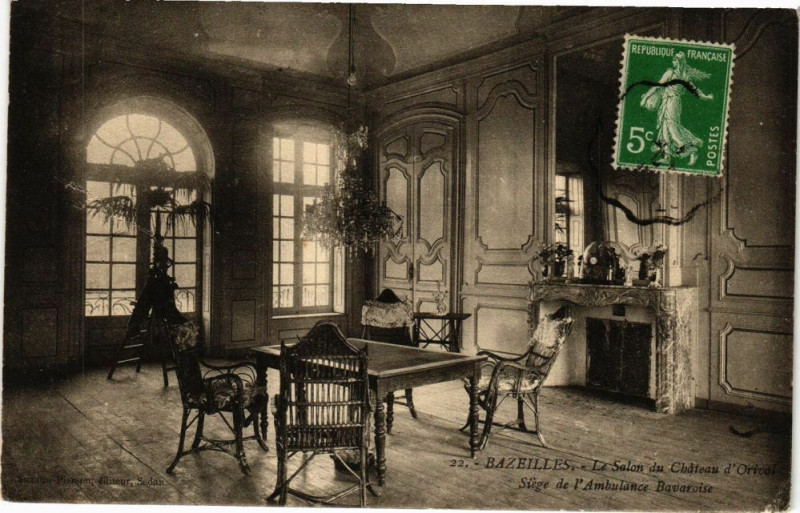 Carte postale ancienne Bazeilles - Le Salon du Chateau d'Oréval - Siége de l'Ambulance .. à Bazeilles