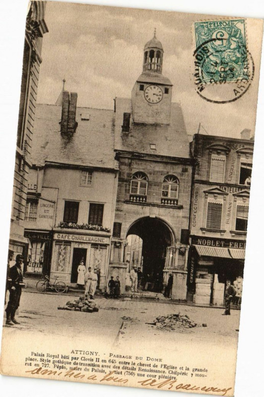 Carte postale ancienne Attigny Passage du Dome Palais Royal hati par Clovis Ii en 640.. à Attigny