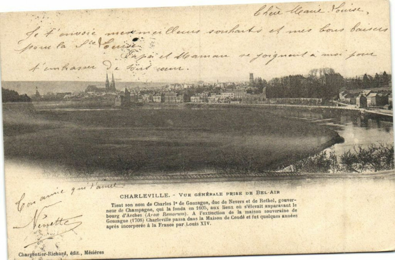 Carte postale ancienne Charleville - Vue générale prise de Bel-Air