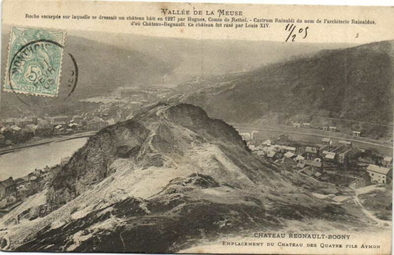 Carte postale ancienne Vallée de la Meuse - Roche escarpés sur laquelle se dressait un...