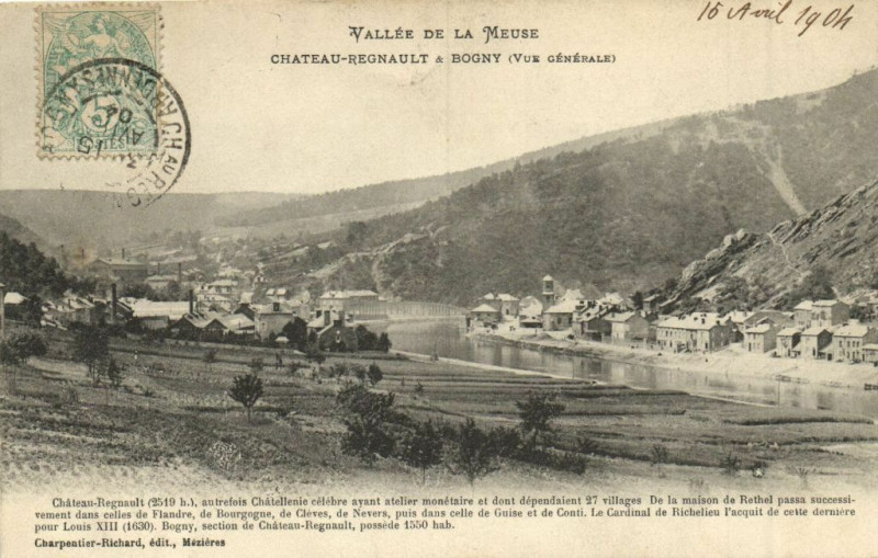 Carte postale ancienne Vallée de la Meuse Chateau-Regnault a Bogny (Vue générale )