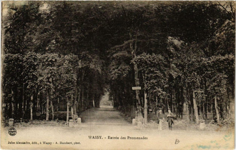 Carte postale ancienne Wassy Entrée des Promenades à Wassy