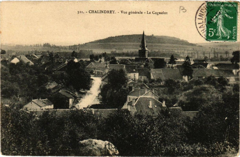 Carte postale ancienne Chalindrey Vue générale - Le Cognelot à Chalindrey