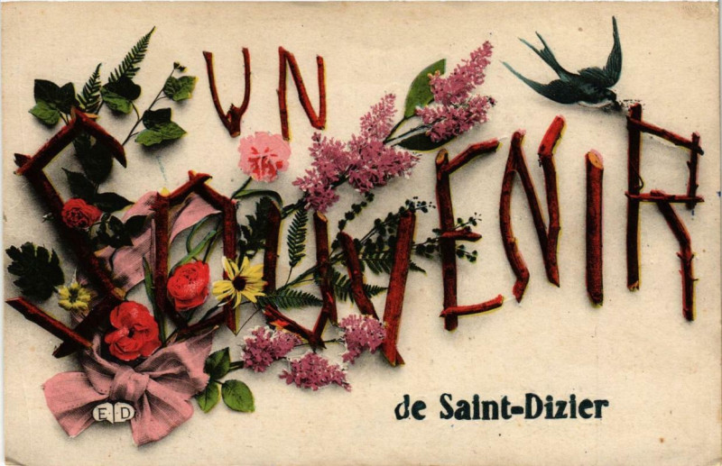 Carte postale ancienne Un Souvenir de Saint-Dizier à Saint-Dizier