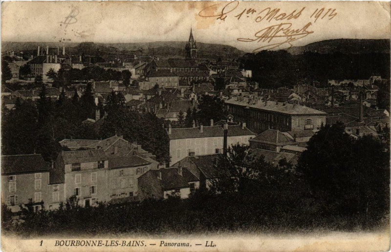 Carte postale ancienne Bourbonne-les-Bains Panorama à Bourbonne-les-Bains