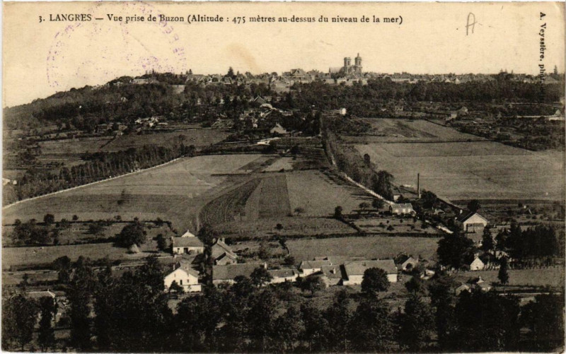 Carte postale ancienne Langres Vue prise de Buzon à Langres