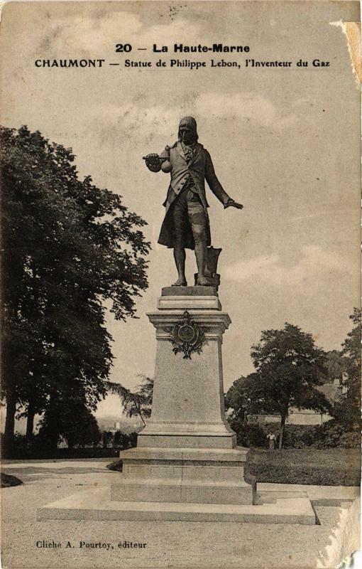 Carte postale ancienne Chaumont Statue de Philippe Lebon à Chaumont