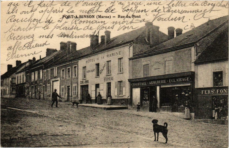 Carte postale ancienne Port-A Binson Rue du Pont