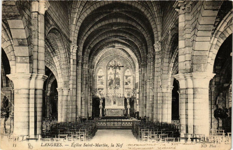 Carte postale ancienne Langres Eglise Saint-Martin à Langres