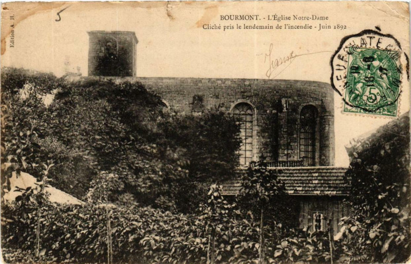 Carte postale ancienne Bourmont Eglise N.-D. Cliche pris le lendemain