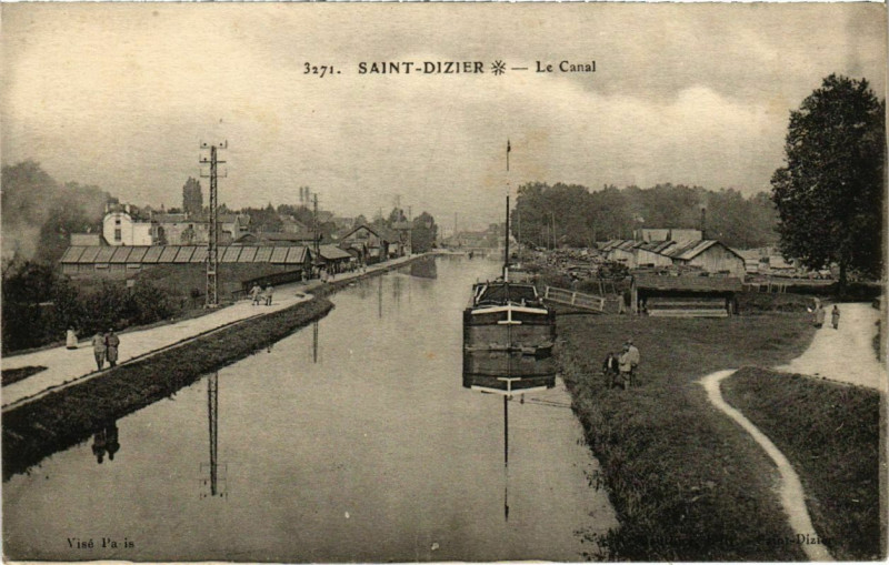 Carte postale ancienne Saint-Dizier - Le Canal à Saint-Dizier
