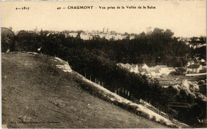Carte postale ancienne Chaumont - Vue prise de la Vallée de la suize à Chaumont