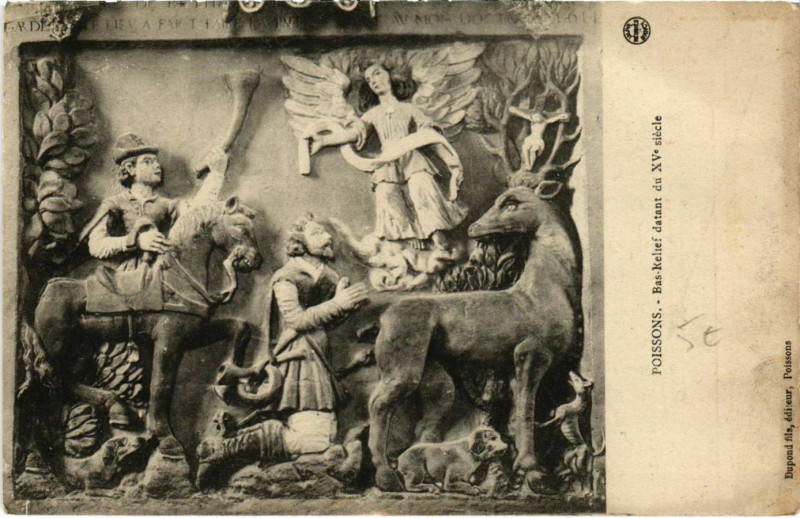 Carte postale ancienne Poissons - Bas-Relief datant à Poissons
