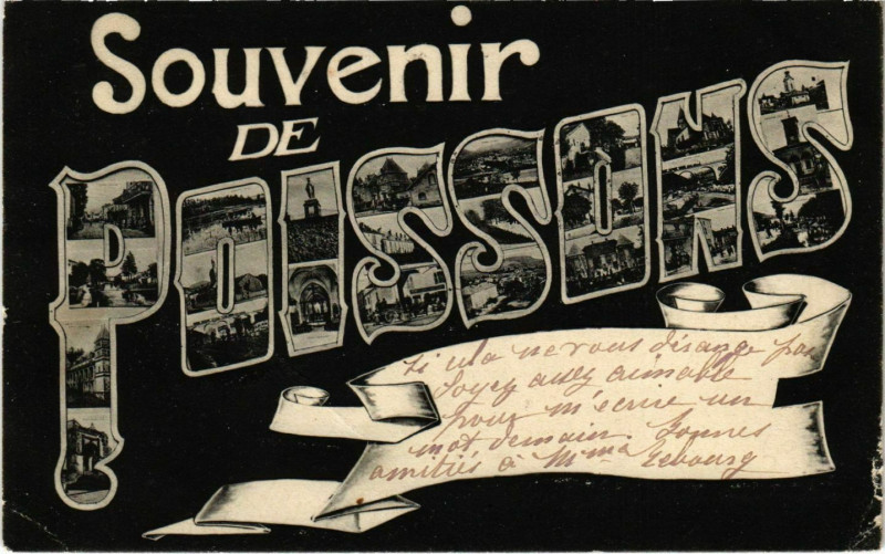 Carte postale ancienne Souvenir de Poissons à Poissons