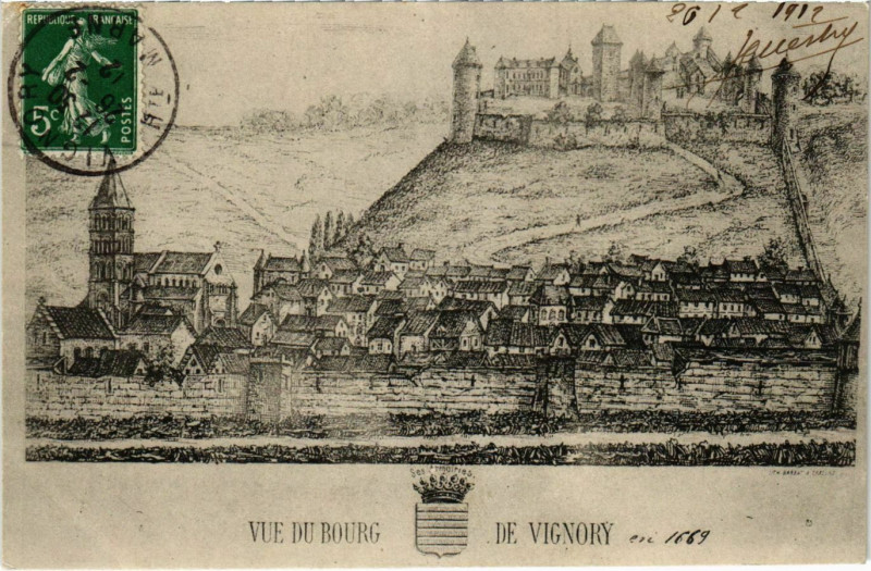 Carte postale ancienne Vue du Bourg de Vignory à Bourg