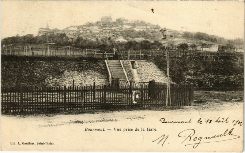 Carte postale ancienne Bourmont - Vue prise de la Gare