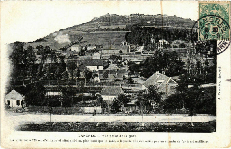Carte postale ancienne Langres - Vue prise de la Gare à Langres