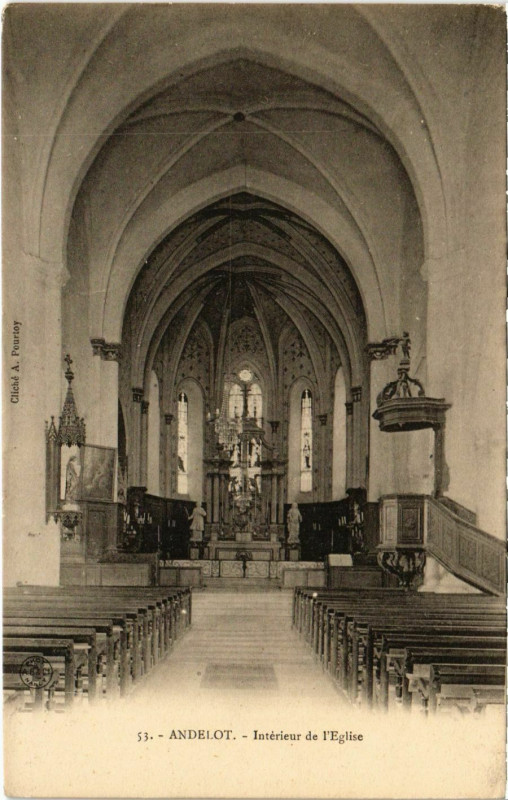 Carte postale ancienne Andelot - Interieur de l'Eglise