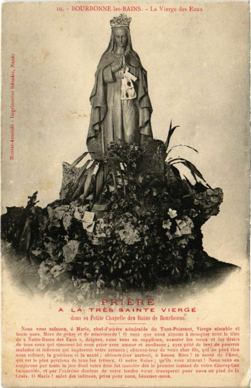 Carte postale ancienne Bourbonne-les-Bains - La Vierge des Eaux à Bourbonne-les-Bains
