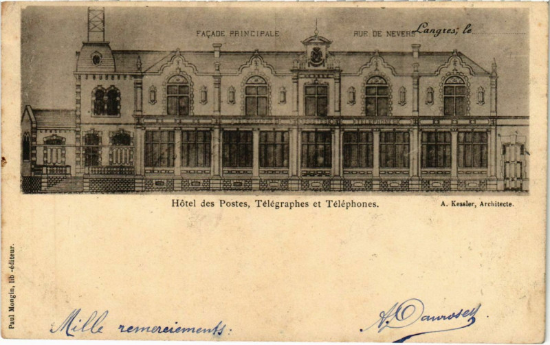 Carte postale ancienne Langres Hotel des Postes à Langres