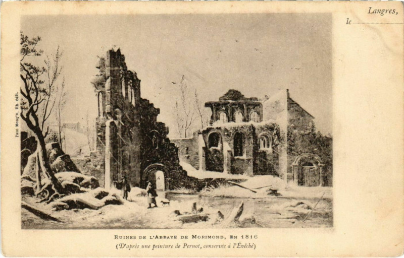 Carte postale ancienne Langres - Ruines de l'Abbaye à Langres