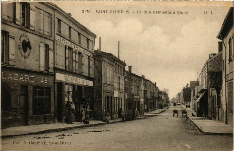 Carte postale ancienne Saint-Dizier Rue Gambetta a Gigny à Saint-Dizier