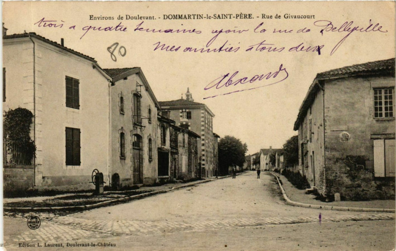 Carte postale ancienne Dommartin-le-Saint-Pere Rue de Givaucourt à Dommartin-le-Saint-Père