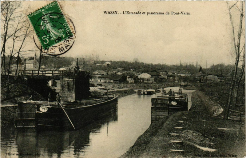 Carte postale ancienne Wassy Estacade et panorama de Pont-Varin à Wassy