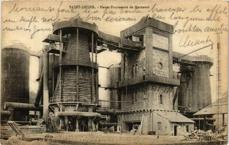 Carte postale ancienne Saint-Dizier - Hauts Fourneaux de Marnaval à Saint-Dizier