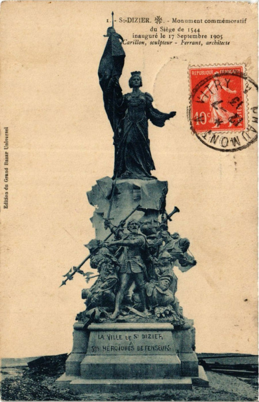 Carte postale ancienne Saint-Dizier - Monument commemoratif du Siege à Saint-Dizier