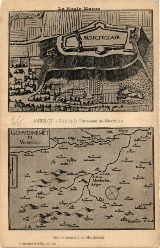 Carte postale ancienne Andelot - Plan de la Forteresse de Monteclair