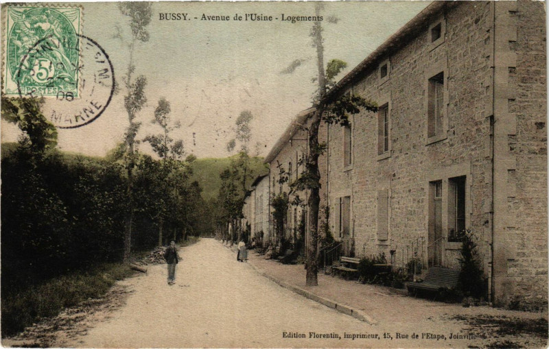 Carte postale ancienne Bussy - Avenue de l'Usine