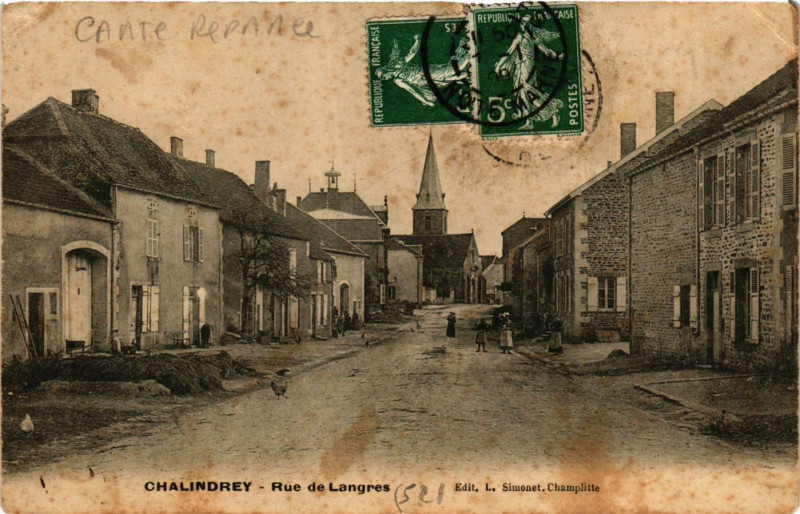 Carte postale ancienne Chalindrey - Rue de Langres à Chalindrey