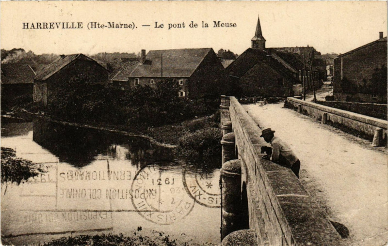 Carte postale ancienne Harreville - Le Pont de la Meuse