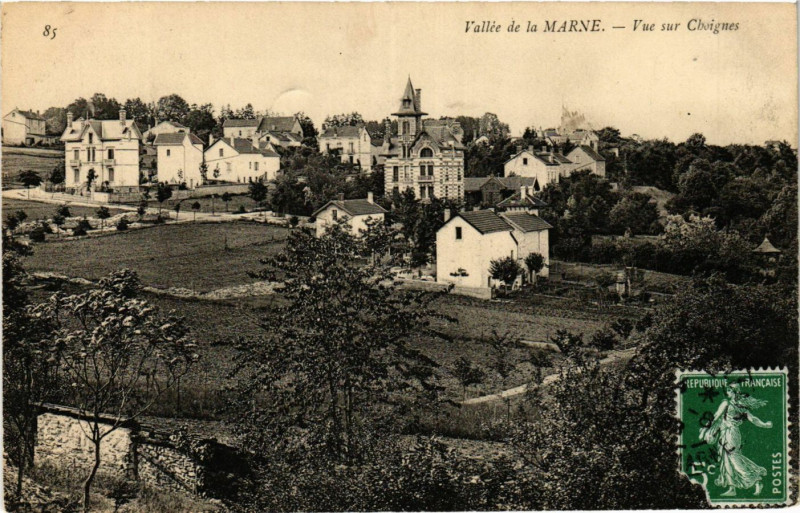 Carte postale ancienne Vallee de la Marne - Vue sur Choignes