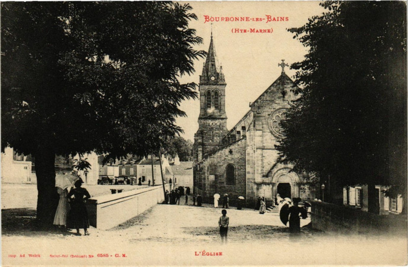 Carte postale ancienne Bourbonne les Bains - L'Eglise à Bourbonne-les-Bains