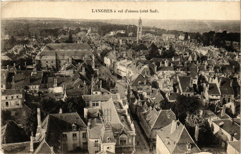 Carte postale ancienne Langres a vol d'Oiseau à Langres