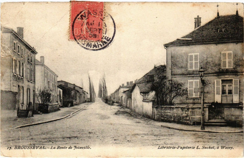 Carte postale ancienne Brousseval - La Route de Joinville à Brousseval