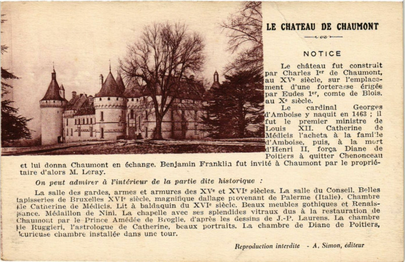 Carte postale ancienne Le Cháteau de Chaumont à Chaumont