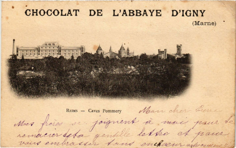Carte postale ancienne Chocolat de l'Abbaye d'Igny