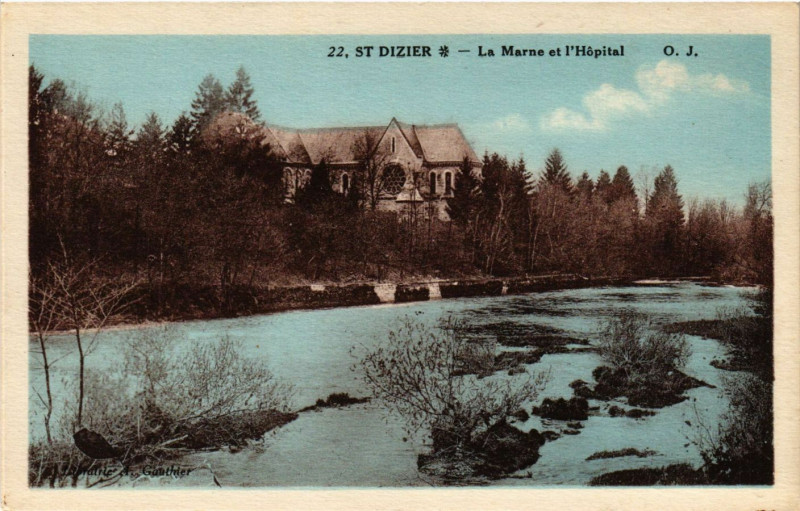 Carte postale ancienne Saint-Dizier - La Marne et l'Hopital à Saint-Dizier